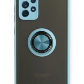 Samsung Galaxy A72 Kılıf Montreal Yüzüklü Silikon Kapak - Buz Mavi-(5796)
