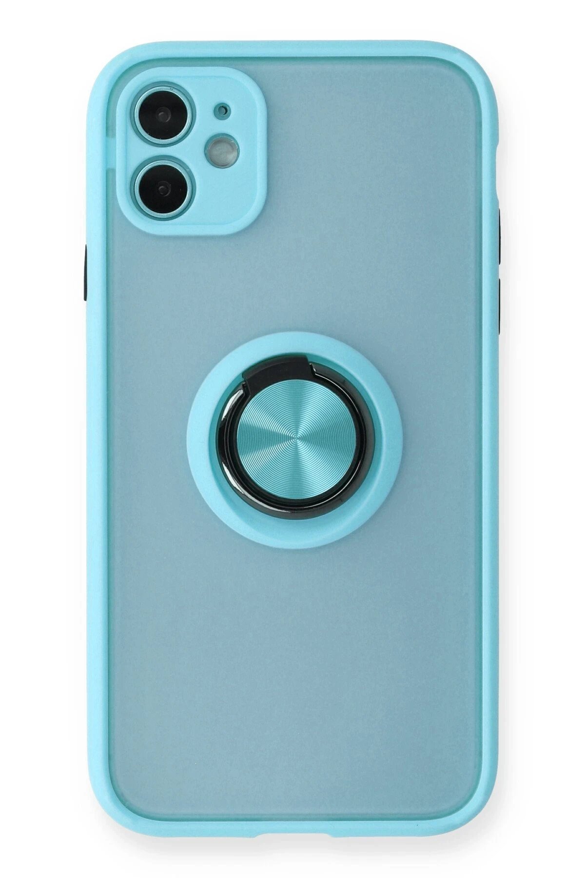iPhone 11 Kılıf Montreal Yüzüklü Silikon Kapak - Buz Mavi-(5796)