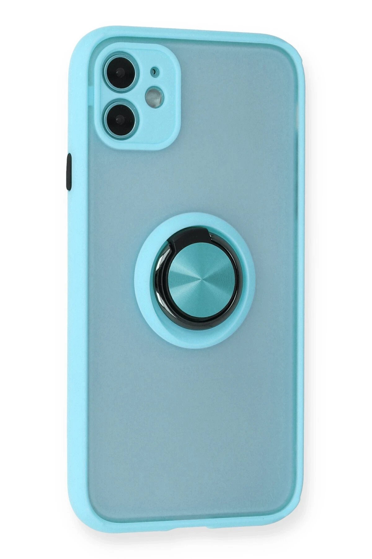 iPhone 11 Kılıf Montreal Yüzüklü Silikon Kapak - Buz Mavi-(5796) - Görsel 2