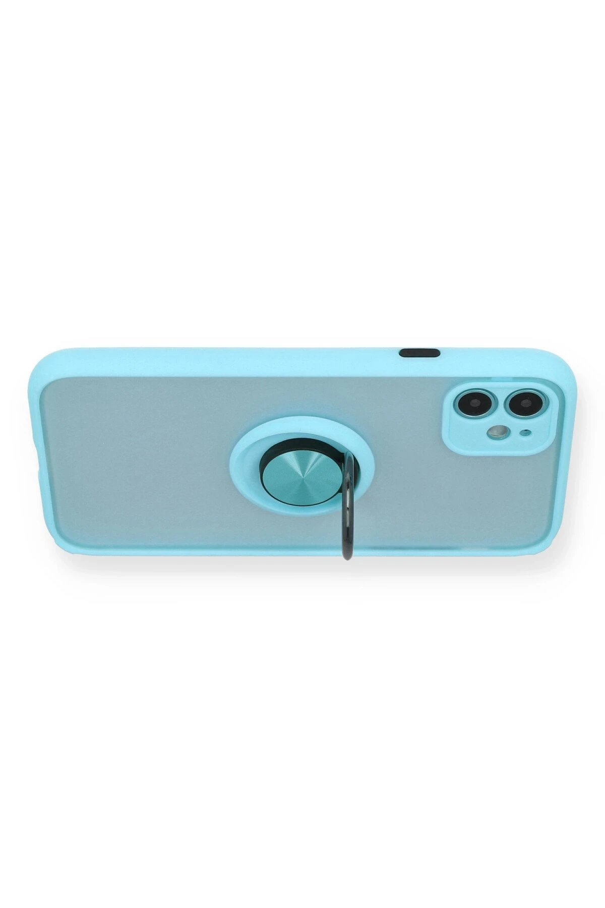 iPhone 11 Kılıf Montreal Yüzüklü Silikon Kapak - Buz Mavi-(5796) - Görsel 3