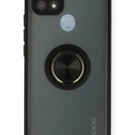 Oppo A15 Kılıf Montreal Yüzüklü Silikon Kapak - Siyah-(5796)