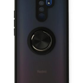 Xiaomi Redmi 9 Kılıf Montreal Yüzüklü Silikon Kapak - Siyah-(5796)