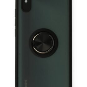 Xiaomi Redmi 9A Kılıf Montreal Yüzüklü Silikon Kapak - Siyah-(5796)