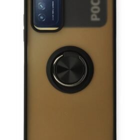 Xiaomi Redmi 9T Kılıf Montreal Yüzüklü Silikon Kapak - Siyah-(5796)
