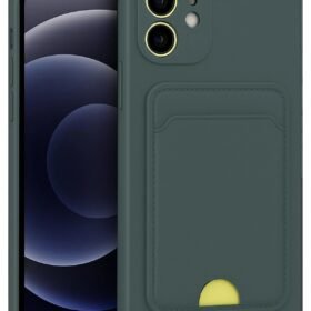 iPhone 11 Kılıf Kelvin Kartvizitli Silikon - Koyu Yeşil-(5796)