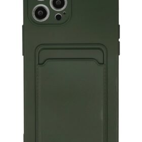 iPhone 12 Pro Max Kılıf Kelvin Kartvizitli Silikon - Koyu Yeşil-(5796)