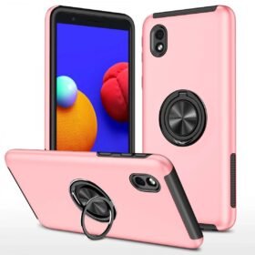 Samsung Galaxy A01 Core Kılıf Elit Yüzüklü Kapak - Pembe-(5796)