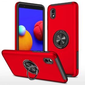 Samsung Galaxy A01 Core Kılıf Elit Yüzüklü Kapak - Kırmızı-(5796)