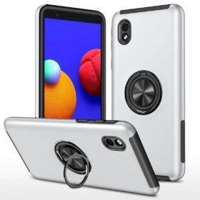 Samsung Galaxy A01 Core Kılıf Elit Yüzüklü Kapak - Gümüş-(5796)
