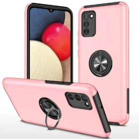 Samsung Galaxy A02S Kılıf Elit Yüzüklü Kapak - Pembe-(5796)