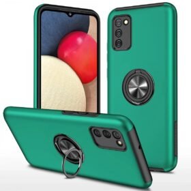 Samsung Galaxy A02S Kılıf Elit Yüzüklü Kapak - Yeşil-(5796)