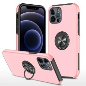 iPhone 12 Pro Max Kılıf Elit Yüzüklü Kapak - Pembe-(5796)