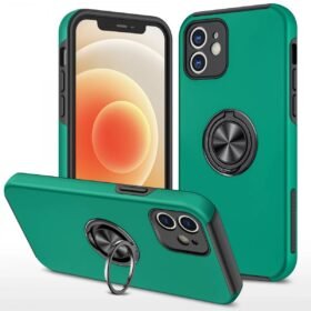 iPhone 12 Kılıf Elit Yüzüklü Kapak - Yeşil-(5796)