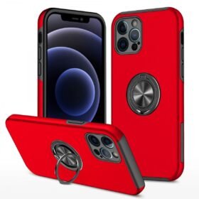 iPhone 12 Pro Kılıf Elit Yüzüklü Kapak - Kırmızı-(5796)