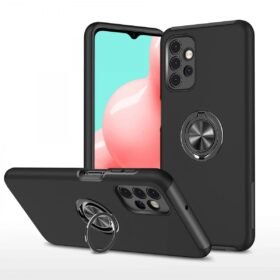 Samsung Galaxy A72 Kılıf Elit Yüzüklü Kapak - Siyah-(5796)