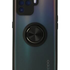 Oppo Reno 5 Lite Kılıf Montreal Yüzüklü Silikon Kapak - Siyah-(5796)