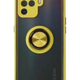 Oppo Reno 5 Lite Kılıf Montreal Yüzüklü Silikon Kapak - Sarı-(5796)