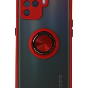 Oppo Reno 5 Lite Kılıf Montreal Yüzüklü Silikon Kapak - Kırmızı-(5796)