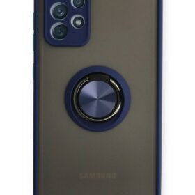 Samsung Galaxy A72 Kılıf Montreal Yüzüklü Silikon Kapak - Lacivert-(5796)