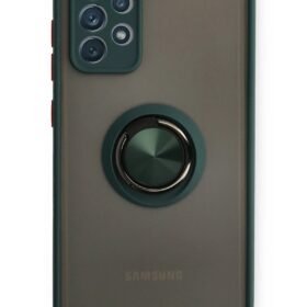 Samsung Galaxy A72 Kılıf Montreal Yüzüklü Silikon Kapak - Yeşil-(5796)