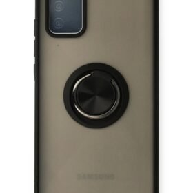 Samsung Galaxy A02S Kılıf Montreal Yüzüklü Silikon Kapak - Siyah-(5796)
