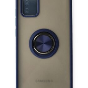 Samsung Galaxy A02S Kılıf Montreal Yüzüklü Silikon Kapak - Lacivert-(5796)