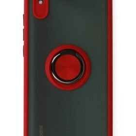 Xiaomi Redmi 9A Kılıf Montreal Yüzüklü Silikon Kapak - Kırmızı-(5796)