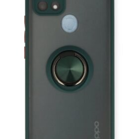 Oppo A15 Kılıf Montreal Yüzüklü Silikon Kapak - Yeşil-(5796)