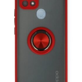 Oppo A15 Kılıf Montreal Yüzüklü Silikon Kapak - Kırmızı-(5796)