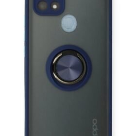 Oppo A15 Kılıf Montreal Yüzüklü Silikon Kapak - Lacivert-(5796)