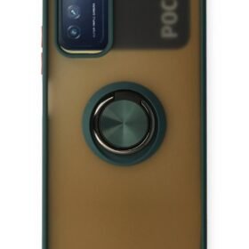 Xiaomi Redmi 9T Kılıf Montreal Yüzüklü Silikon Kapak - Yeşil-(5796)