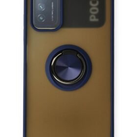 Xiaomi Redmi 9T Kılıf Montreal Yüzüklü Silikon Kapak - Lacivert-(5796)