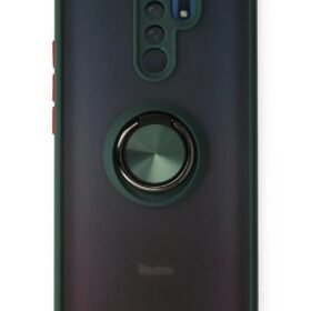 Xiaomi Redmi 9 Kılıf Montreal Yüzüklü Silikon Kapak - Yeşil-(5796)