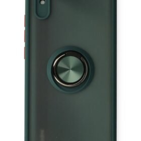 Xiaomi Redmi 9A Kılıf Montreal Yüzüklü Silikon Kapak - Yeşil-(5796)