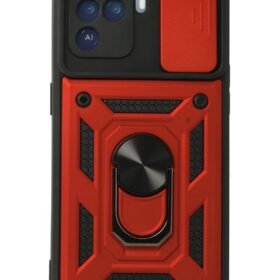 Oppo Reno 5 Lite Kılıf Pars Lens Yüzüklü Silikon - Kırmızı-(5796)