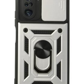 Xiaomi Poco F3 Kılıf Pars Lens Yüzüklü Silikon - Gümüş-(5796)