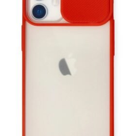 iPhone 11 Kılıf Palm Buzlu Kamera Sürgülü Silikon - Kırmızı-(5796)