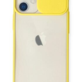 iPhone 11 Kılıf Palm Buzlu Kamera Sürgülü Silikon - Sarı-(5796)