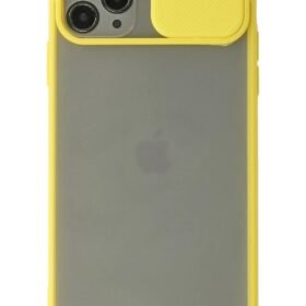 iPhone 11 Pro Kılıf Palm Buzlu Kamera Sürgülü Silikon - Sarı-(5796)