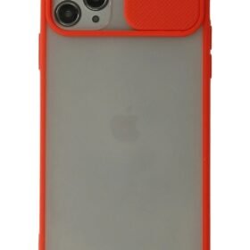 iPhone 11 Pro Max Kılıf Palm Buzlu Kamera Sürgülü Silikon - Kırmızı-(5796)