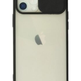 iPhone 12 Kılıf Palm Buzlu Kamera Sürgülü Silikon - Siyah-(5796)