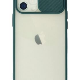 iPhone 12 Kılıf Palm Buzlu Kamera Sürgülü Silikon - Yeşil-(5796)