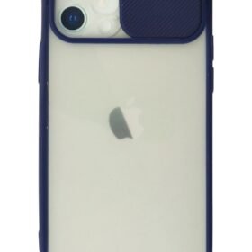 iPhone 12 Kılıf Palm Buzlu Kamera Sürgülü Silikon - Lacivert-(5796)