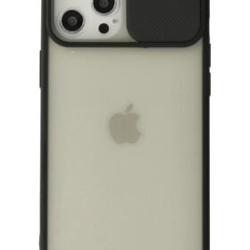 iPhone 12 Pro Max Kılıf Palm Buzlu Kamera Sürgülü Silikon - Siyah-(5796)