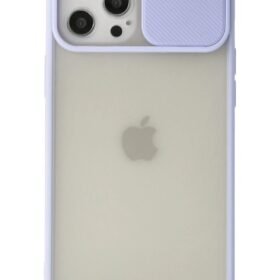 iPhone 12 Pro Max Kılıf Palm Buzlu Kamera Sürgülü Silikon - Lila-(5796)