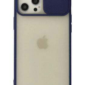 iPhone 12 Pro Max Kılıf Palm Buzlu Kamera Sürgülü Silikon - Lacivert-(5796)