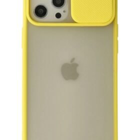 iPhone 12 Pro Max Kılıf Palm Buzlu Kamera Sürgülü Silikon - Sarı-(5796)
