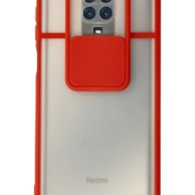 Xiaomi Redmi Note 9 Pro Kılıf Palm Buzlu Kamera Sürgülü Silikon - Kırmızı-(5796)
