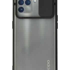 Oppo Reno 5 Lite Kılıf Palm Buzlu Kamera Sürgülü Silikon - Siyah-(5796)