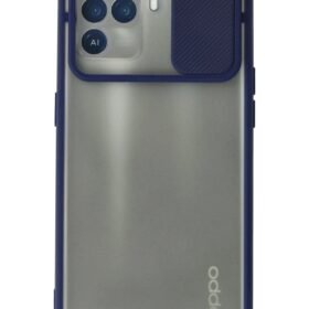 Oppo Reno 5 Lite Kılıf Palm Buzlu Kamera Sürgülü Silikon - Lacivert-(5796)